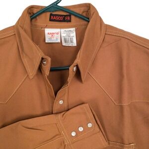 RASCO FR Mens 4XL Long Brown Duck Flame Resistant Work Shirt DDF1008